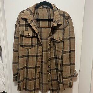 Plaid Button-Up Shirt Jacket